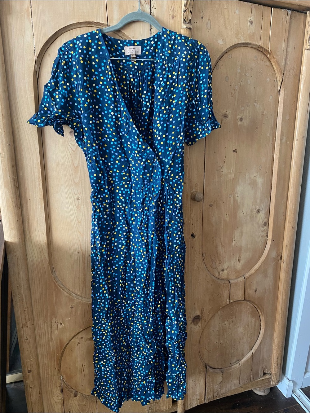 Anthropologie Blue Polka Dot Wrap Dress